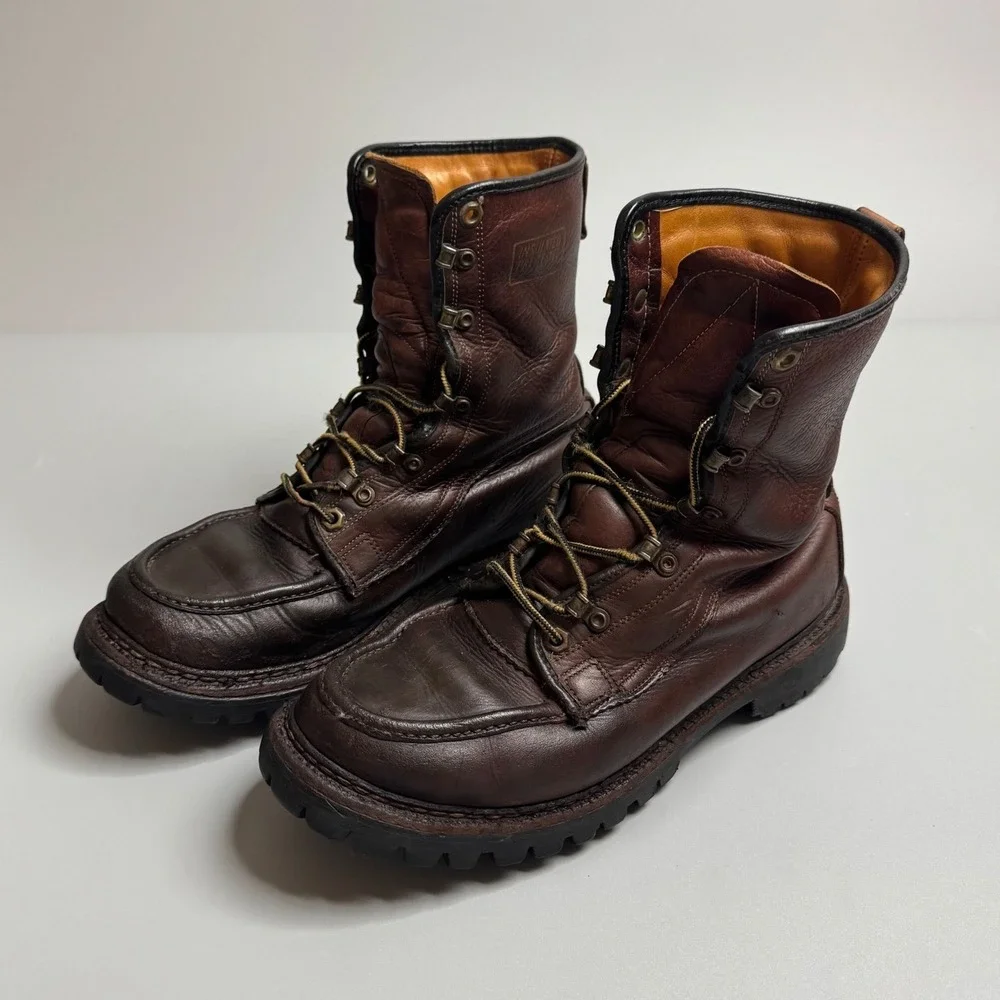 Vtg Herman Survivors Boots Men's Sz 8 Brown Leather Insulated Work Boots Vibra